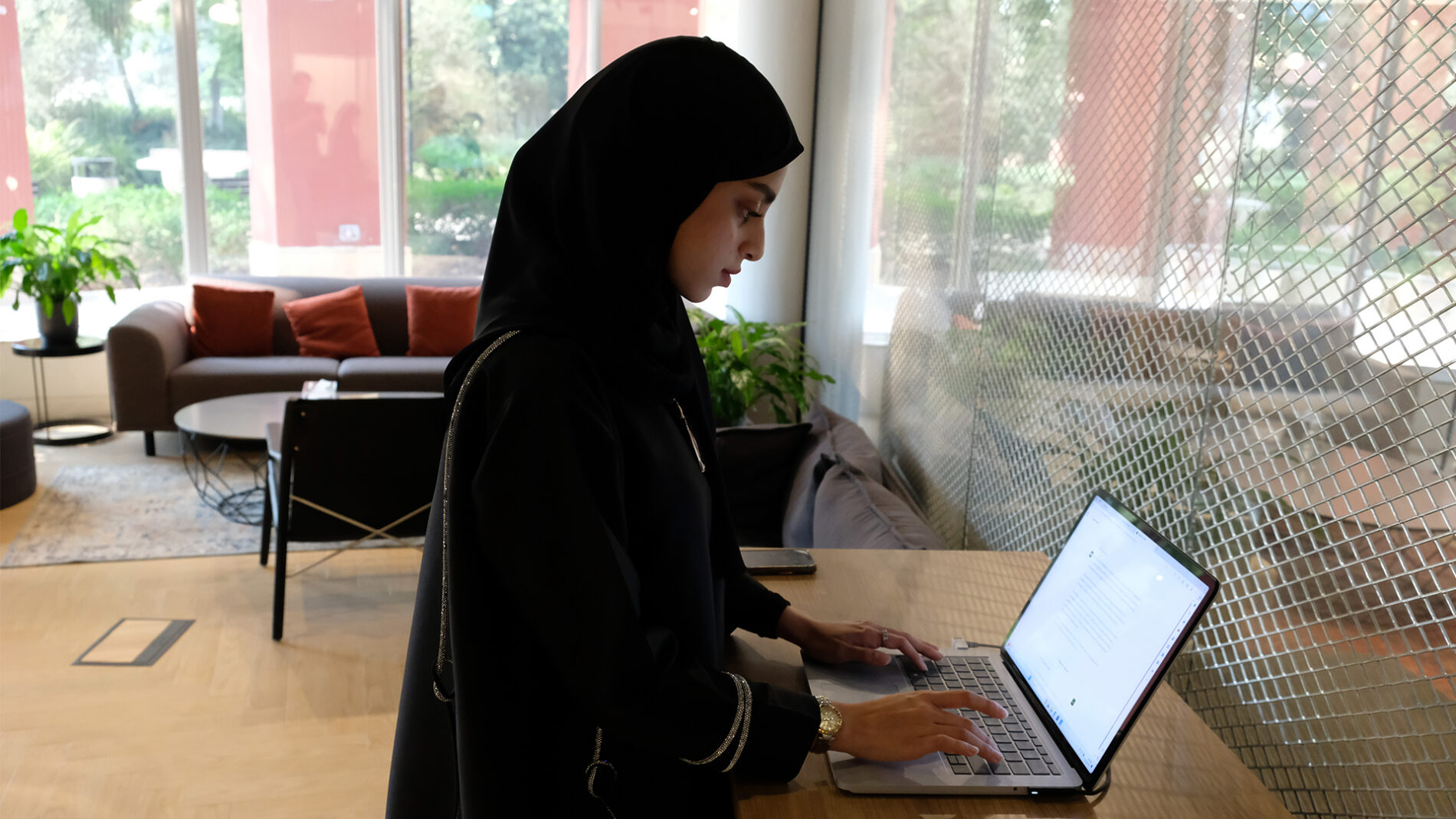 Young woman using a laptop