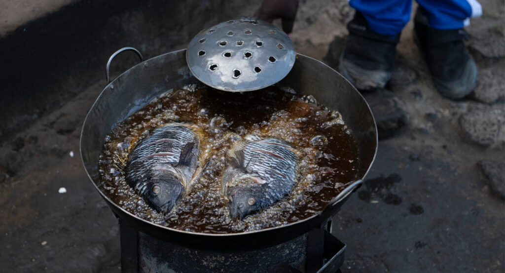 Fish in a fryer